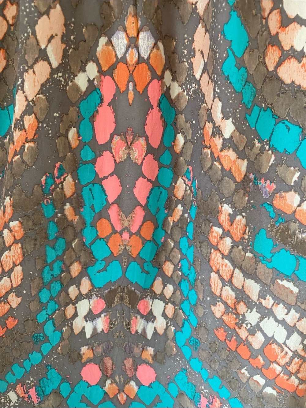 Alice & Trixie silk Coral Turquoise Miami Abstract Print Front Slit Maxi size L - Picture 12 of 14